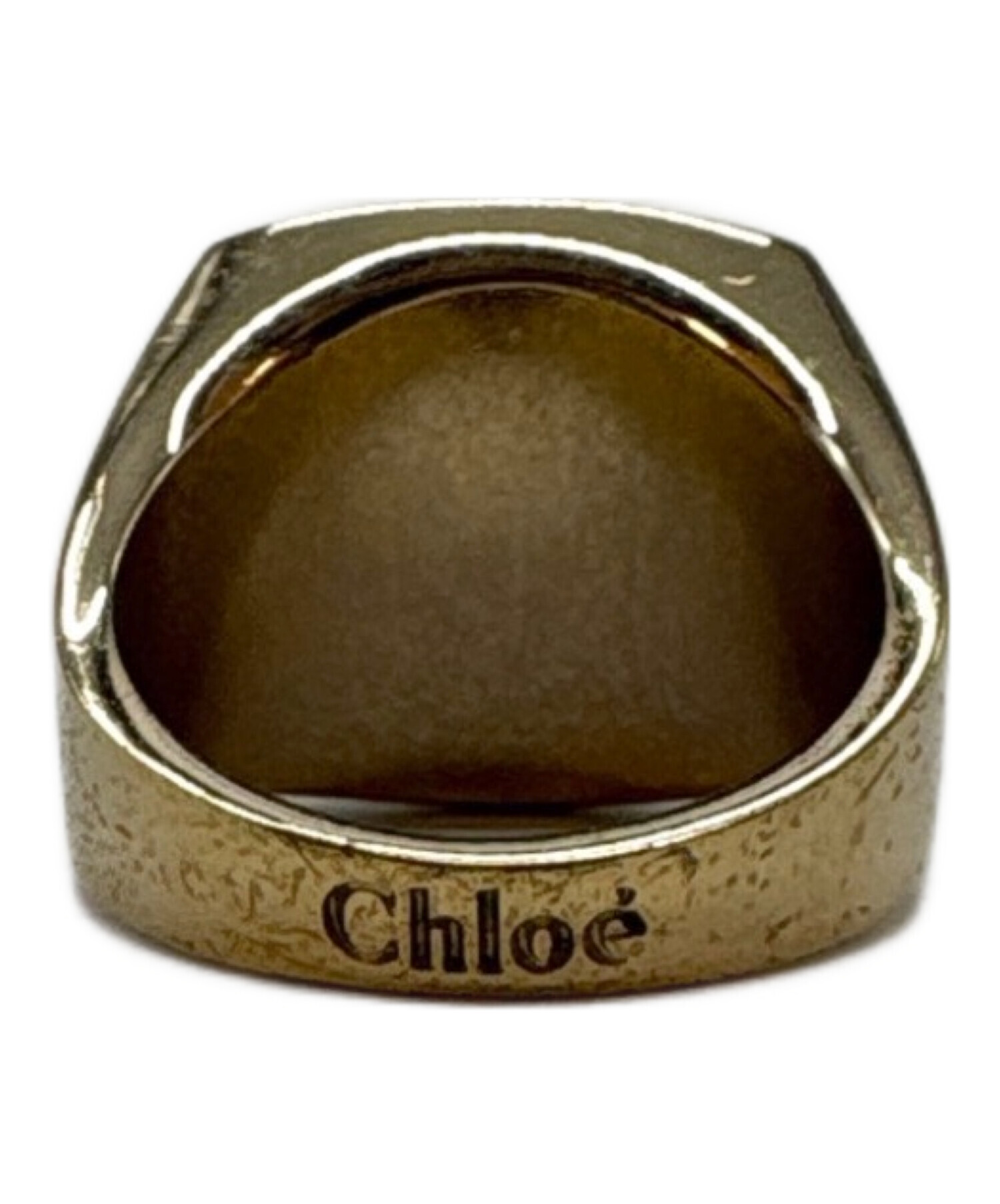 クロエ ロゴリング 13号 ライトブラウン 真鍮 エナメル 幅広 指輪 ワイド 中古・古着通販】Chloe (クロエ) リング サイズ:11号｜ブランド・古着