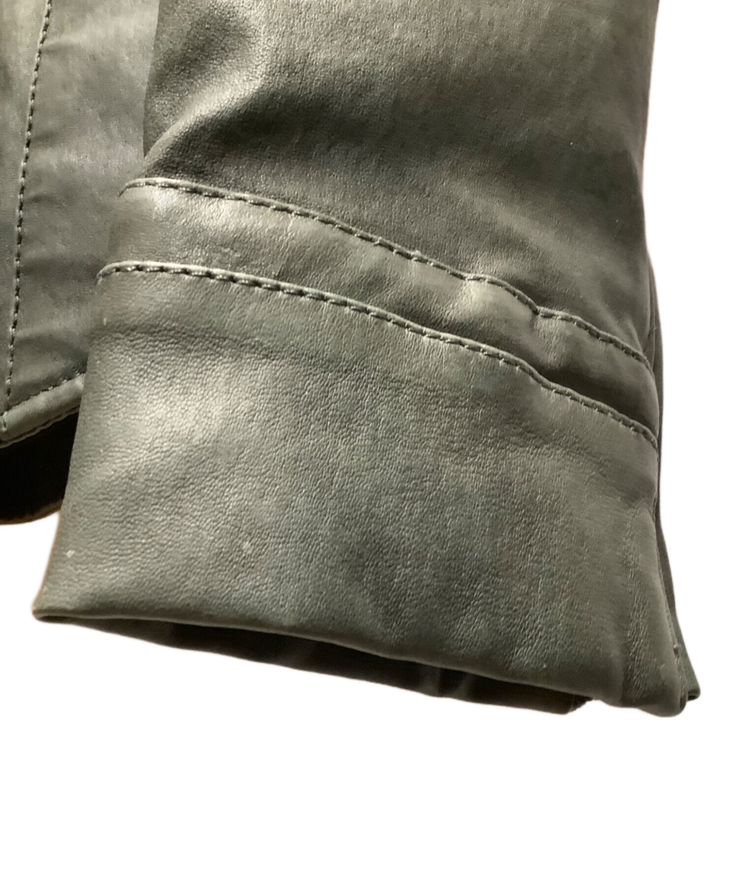 中古・古着通販】AKM (エーケーエム) ラムレザージャケット オリーブ 