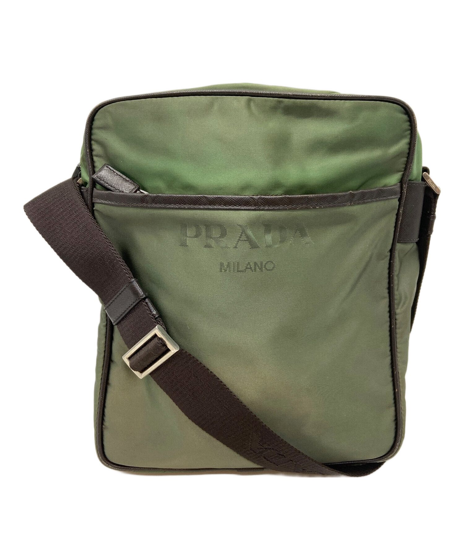 PRADA グリーン ナイロン ショルダーバッグ 中古・古着通販】PRADA (プラダ) ショルダーバッグ グリーン｜ブランド