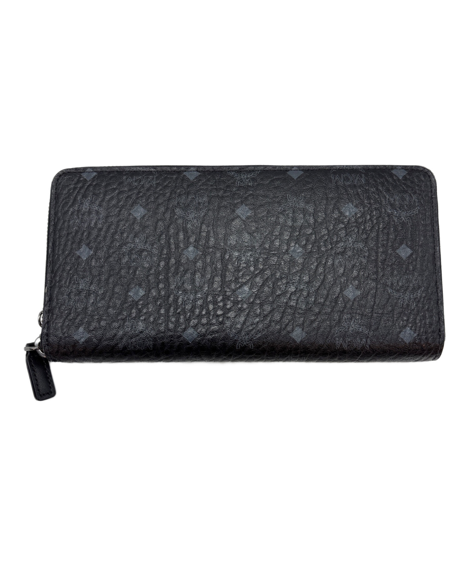 未使用MCM レザー長財布 ラウンドジップ 黒×シルバー 中古・古着通販】MCM (エムシーエム) ラウンドファスナー財布 ブラック