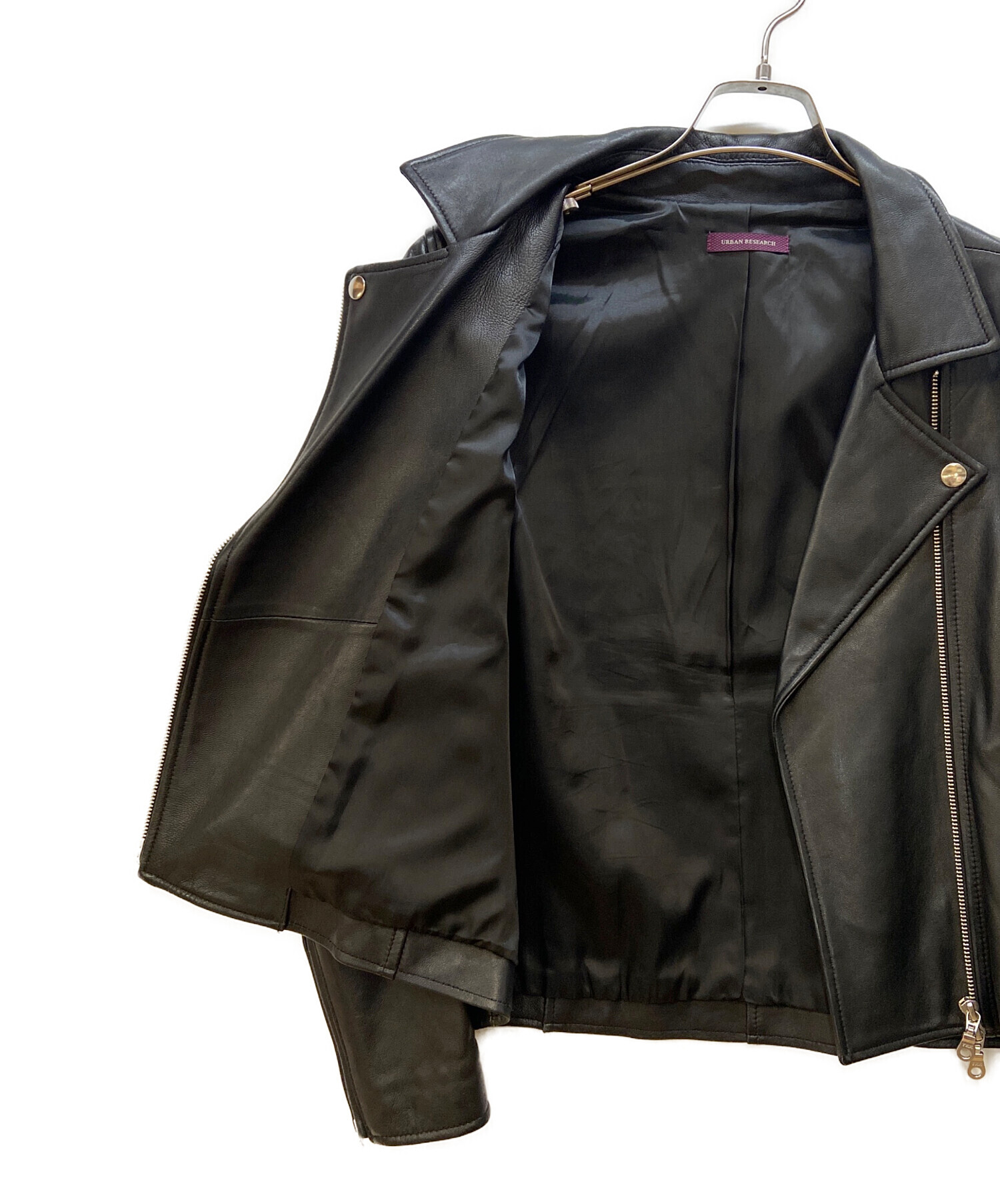 URBAN RESEARCH ブラック ダブルライダースジャケット L URBAN RESEARCH（アーバンリサーチ）の「URBAN RESEARCH iD レザー