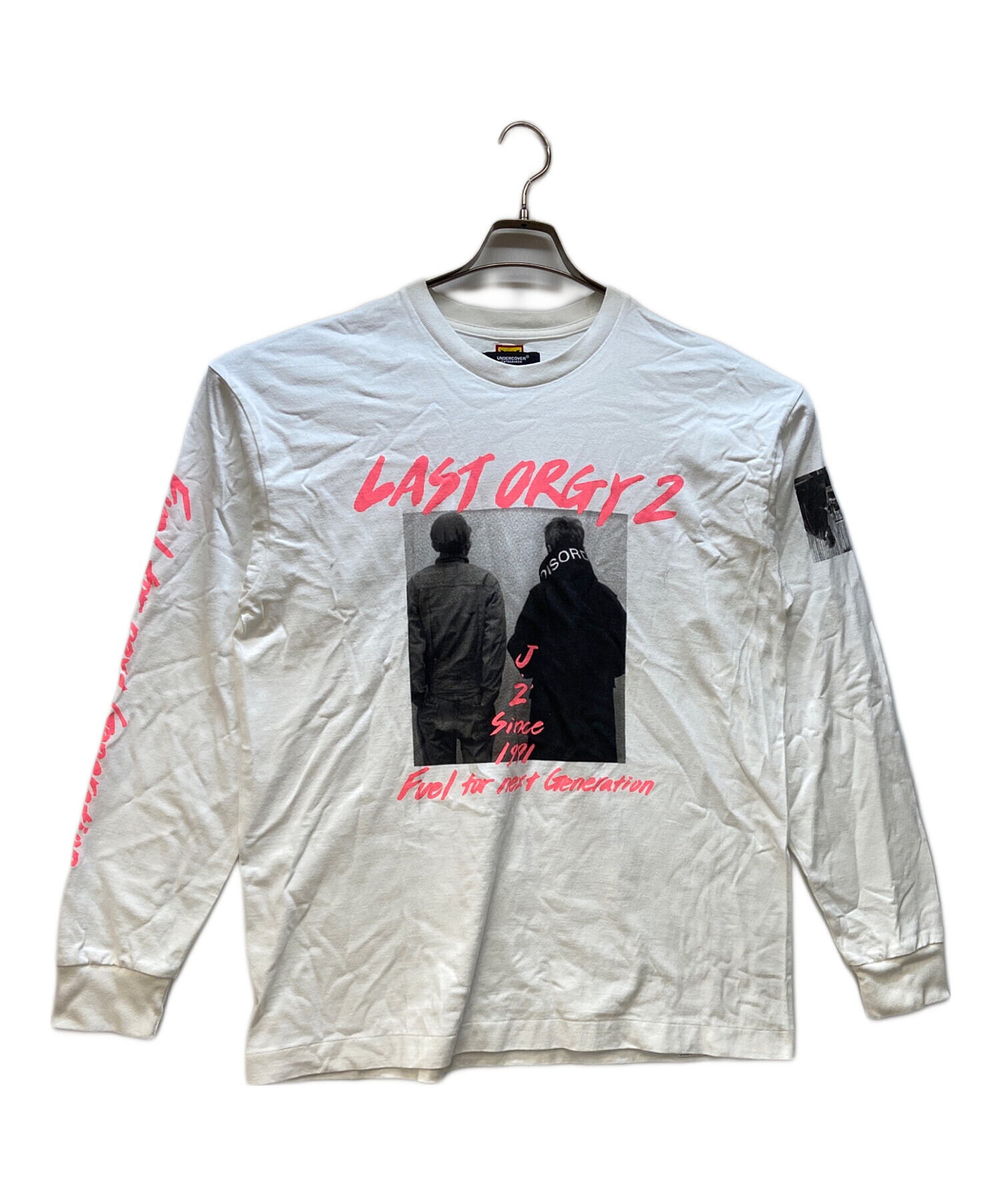UNDERCOVER アンダーカバー カットソー UC2B9808 HUMAN MADE ヒューマンメイド LAST ORGY2 L/S T-SHIRT ラスト オージー ロゴプリント長袖カットソー ホワイト系【中古】 中古・古着通販】UNDERCOVER (アンダーカバー) HUMAN MADE (ヒューマン