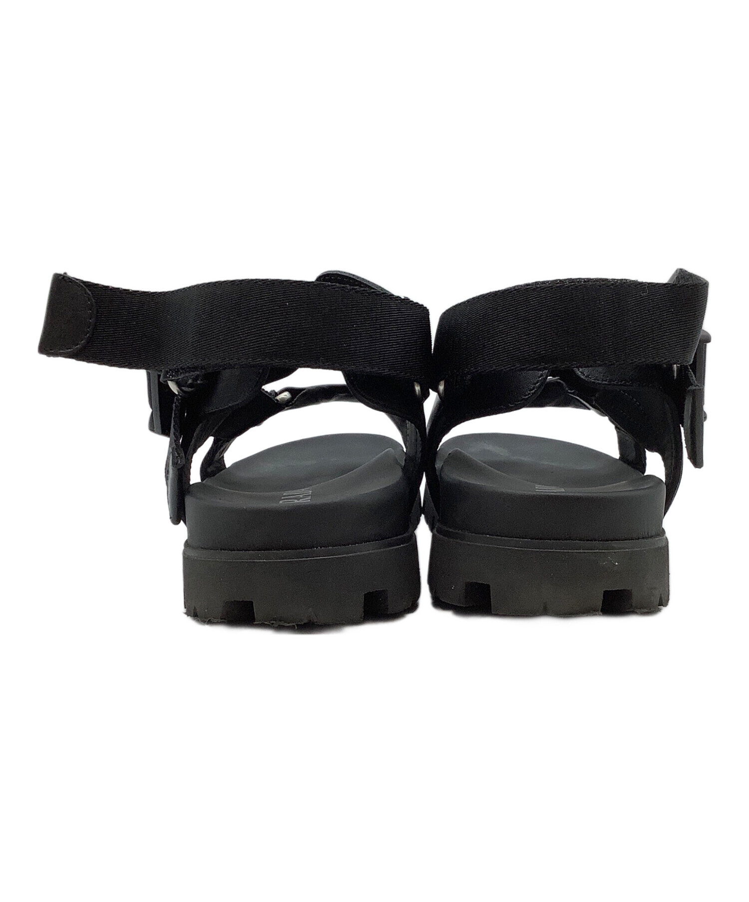 中古・古着通販】PRADA (プラダ) レザー切替サンダル ブラック サイズ