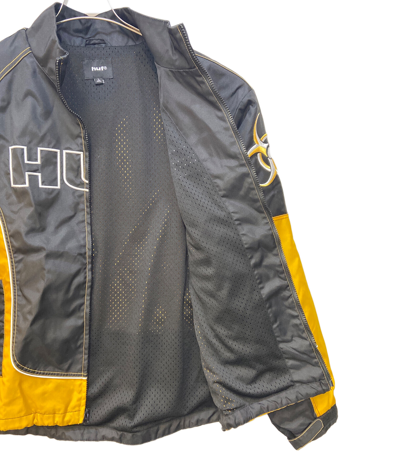 中古・古着通販】HUF (ハフ) レーシングジャケット ブラック×イエロー
