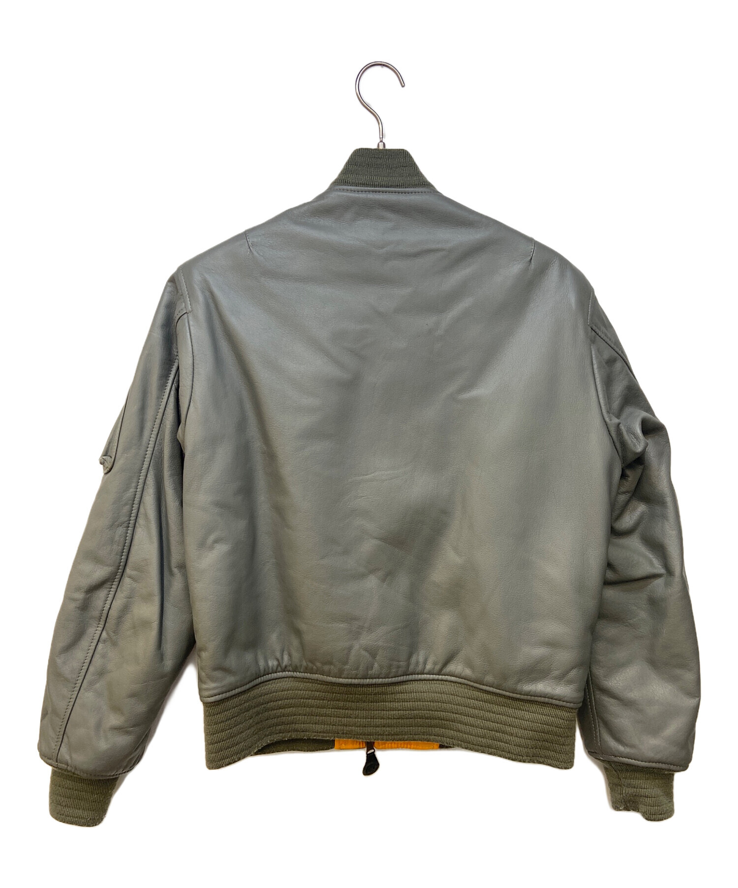 中古・古着通販】KADOYA (カドヤ) レザージャケット グリーン×オレンジ 