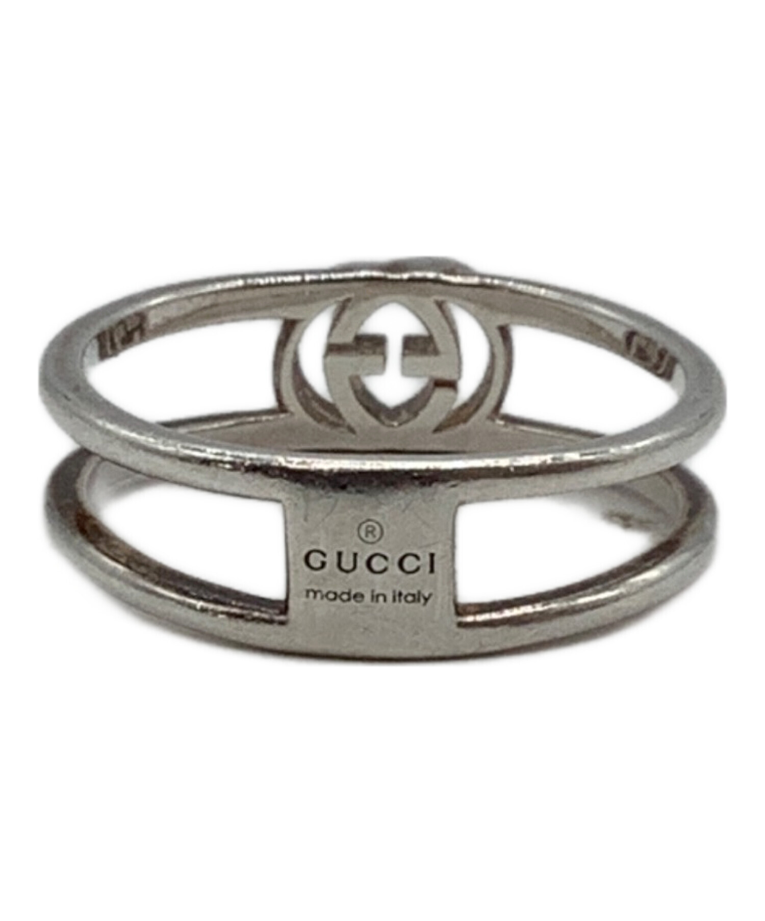 表記23 GUCCI インターロッキングG オープンバンドリング　スリム　メンズ 中古・古着通販】GUCCI (グッチ) インターロッキングG/スリムオープン