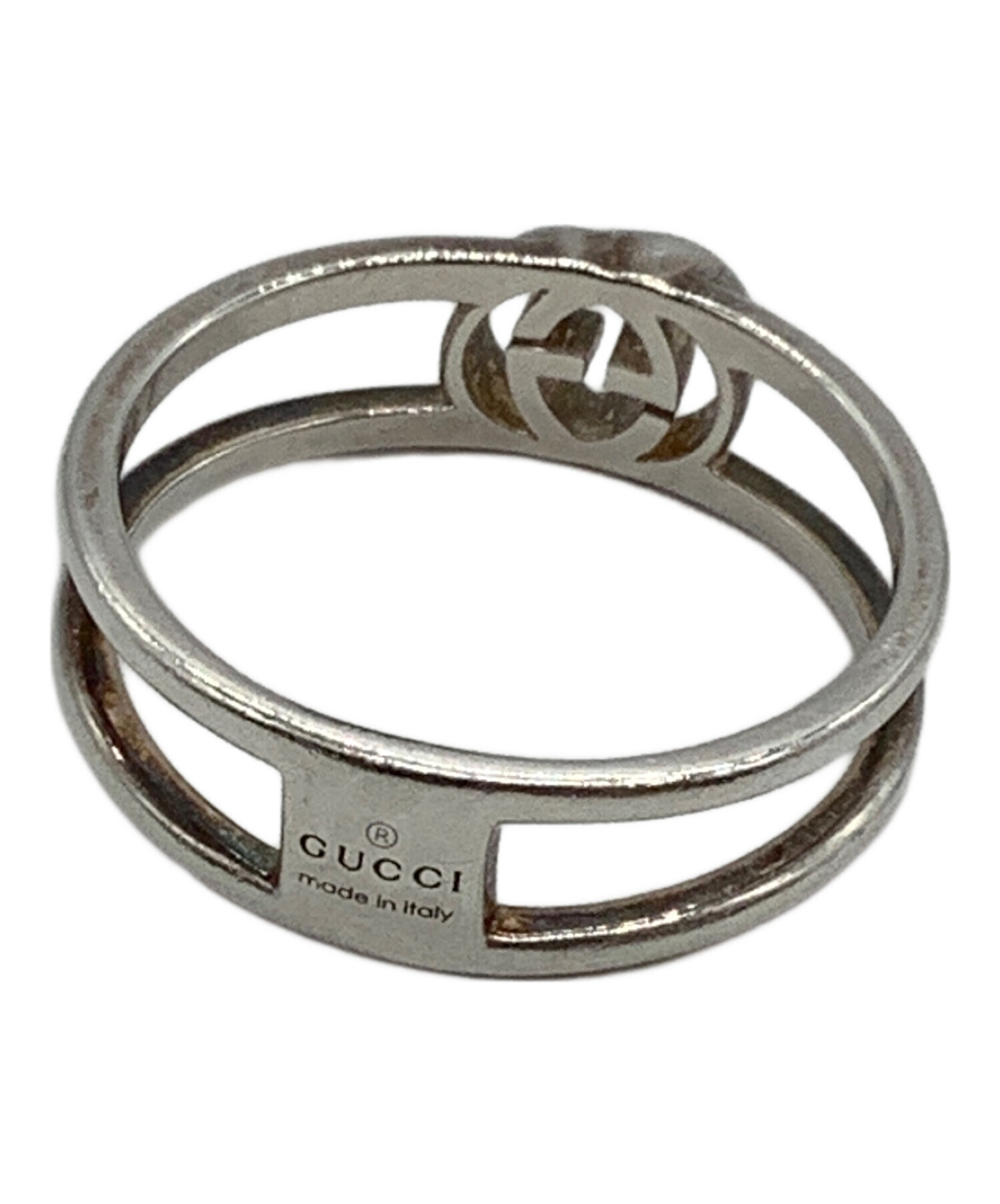 GUCCI グッチ オーバル インターロッキングG スリムリング 中古・古着通販】GUCCI (グッチ) インターロッキングG/スリムオープン