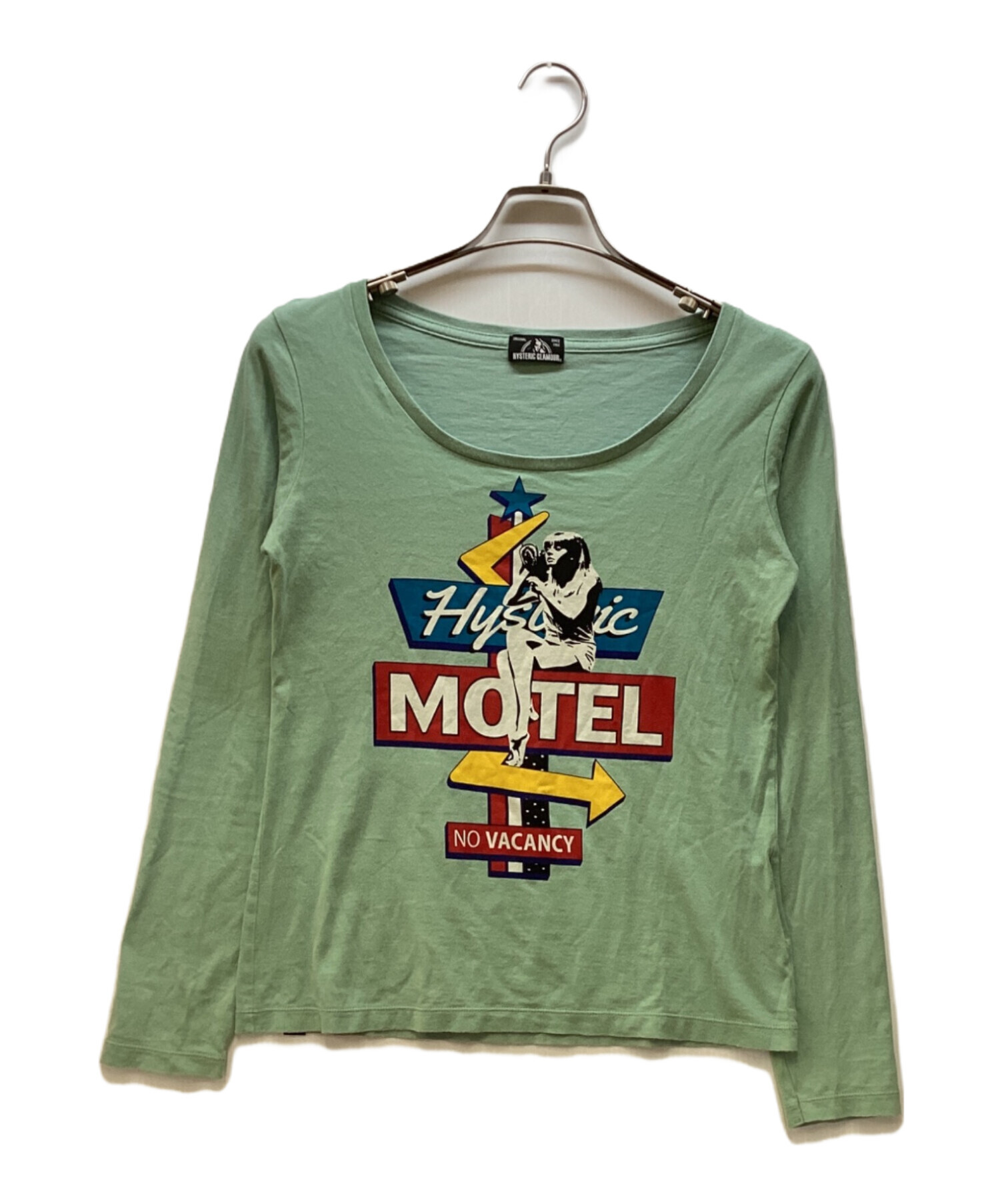 HYSTERIC GLAMOUR ヒステリックグラマー LEATHER WOMAN オーバーサイズ クルーネック 長袖Tシャツ カットソー ライトグリーン レディース 01243CL09 中古・古着通販】Hysteric Glamour (ヒステリックグラマー) 長袖