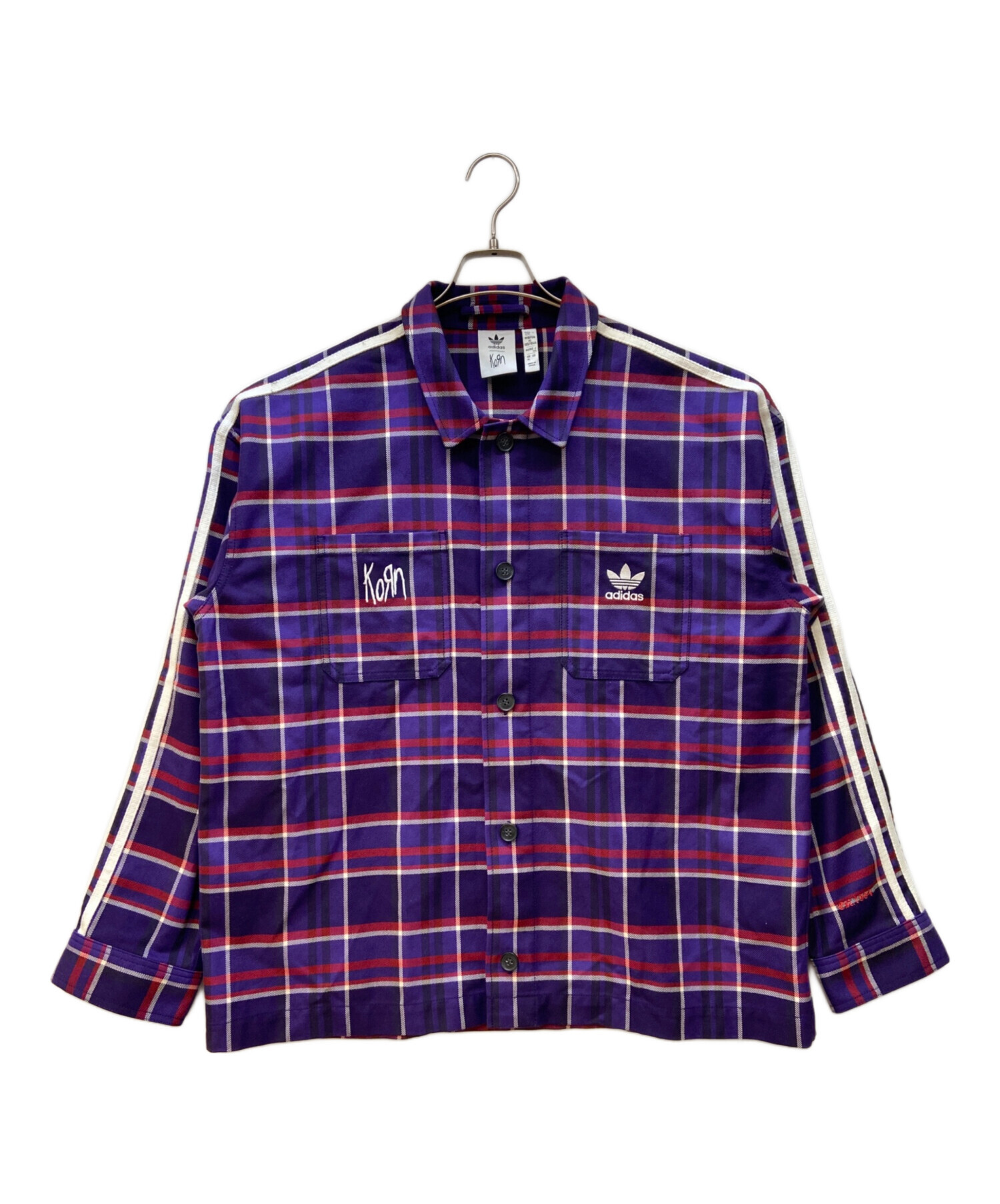 金欠により値下げKORN Adidas チェックシャツ Lサイズ 中古・古着通販】adidas Originals (アディダスオリジナル) KORN