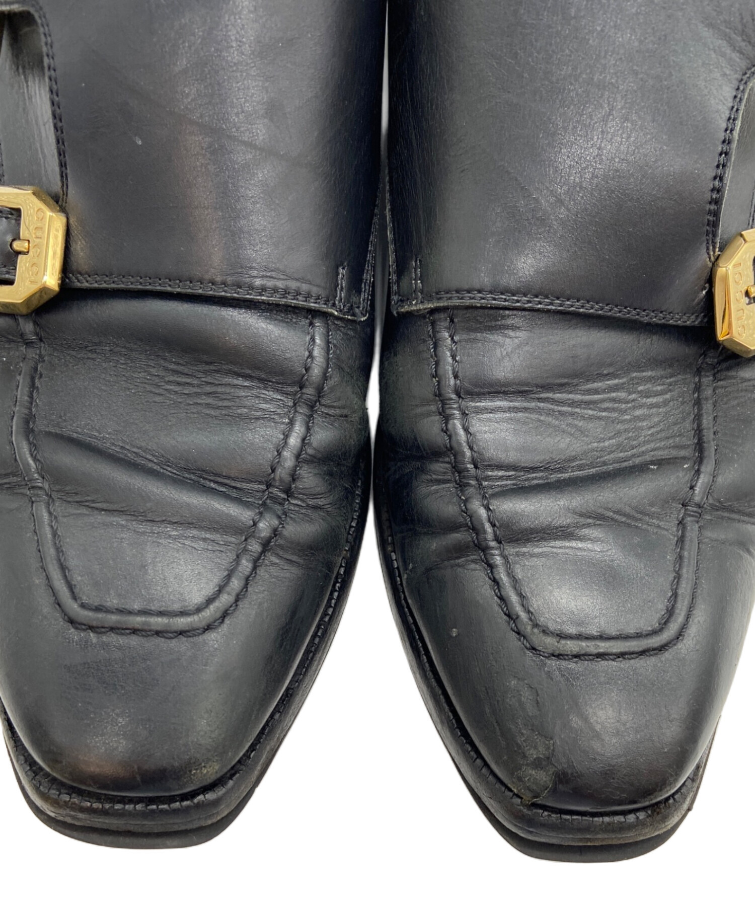 GUCCI グッチ 革靴 モンクストラップ ストレートチップ 386577 中古・古着通販】GUCCI (グッチ) モンクストラップシューズ ブラック