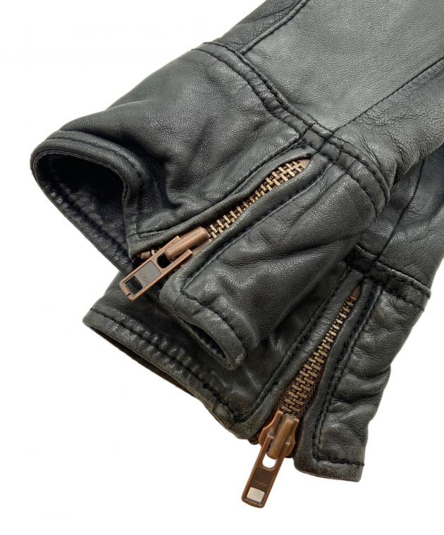 【未使用級】ディーゼル ライダース ラムレザー レザージャケット ブラック M 中古・古着通販】DIESEL (ディーゼル) ラムレザーライダースジャケット