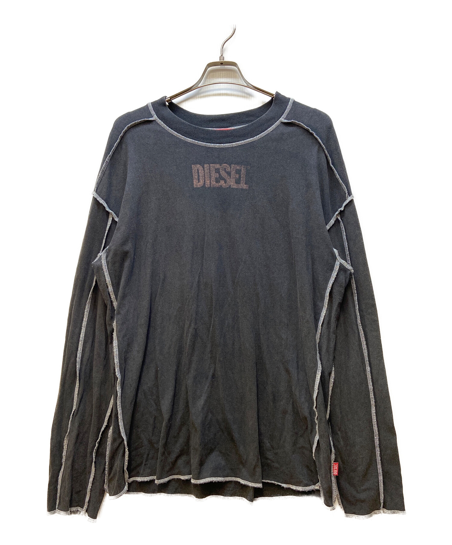 DIESEL ダークグレー 重ね着風長袖カットソー メンズ DIESEL ダークグレー 重ね着風長袖カットソー