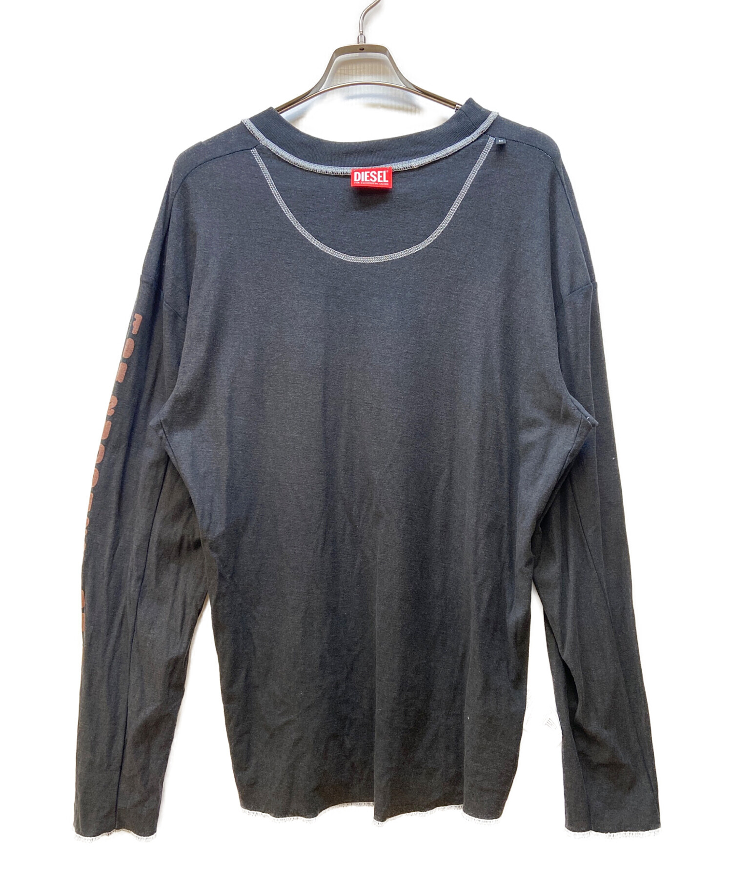 DIESEL ダークグレー 重ね着風長袖カットソー メンズ DIESEL ダークグレー 重ね着風長袖カットソー