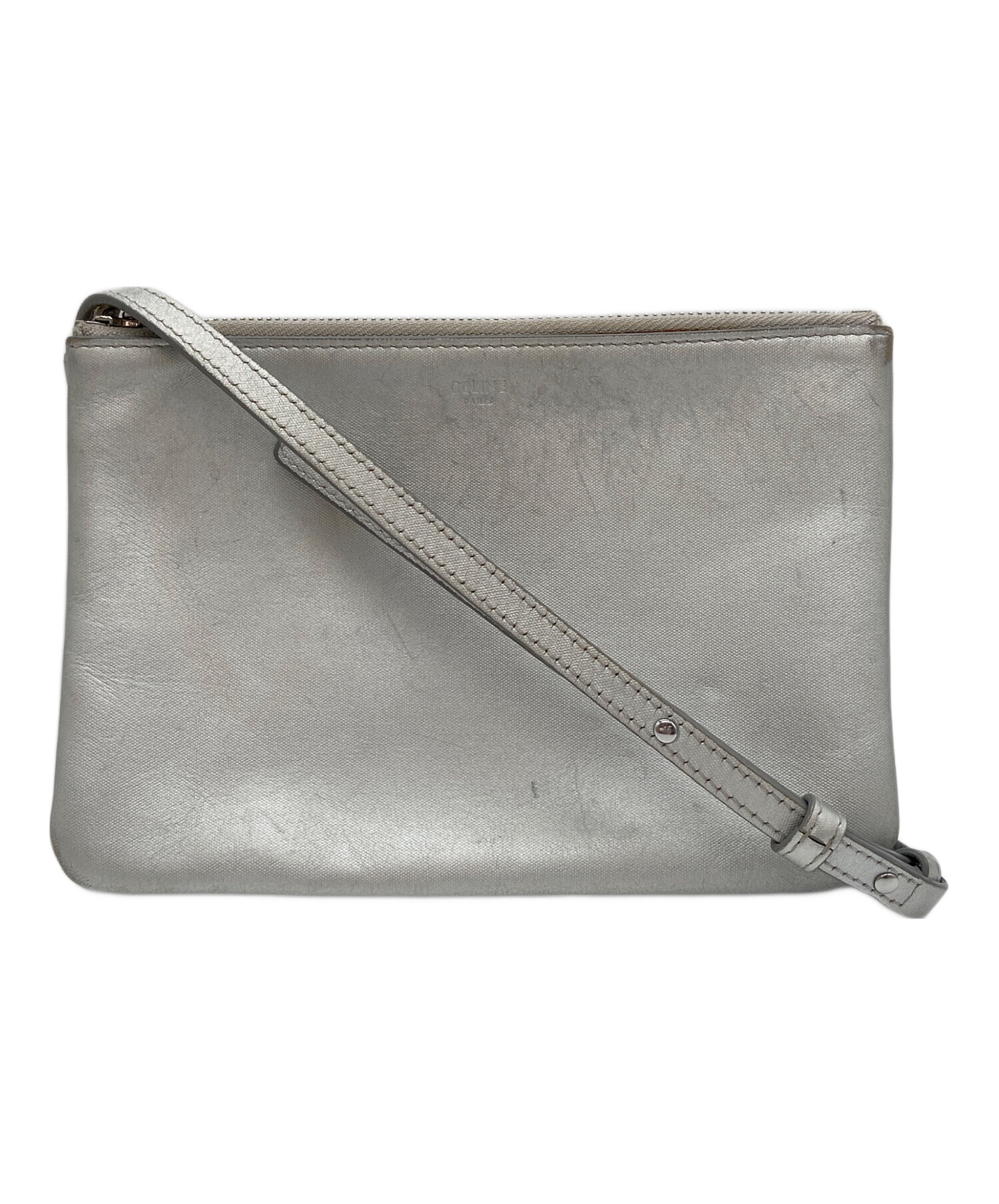値下げしました！シルバーロゴ　CELINE トリオ　 チャコールグレー 中古・古着通販】CELINE (セリーヌ) ショルダーバッグ/トリオ/Metallic