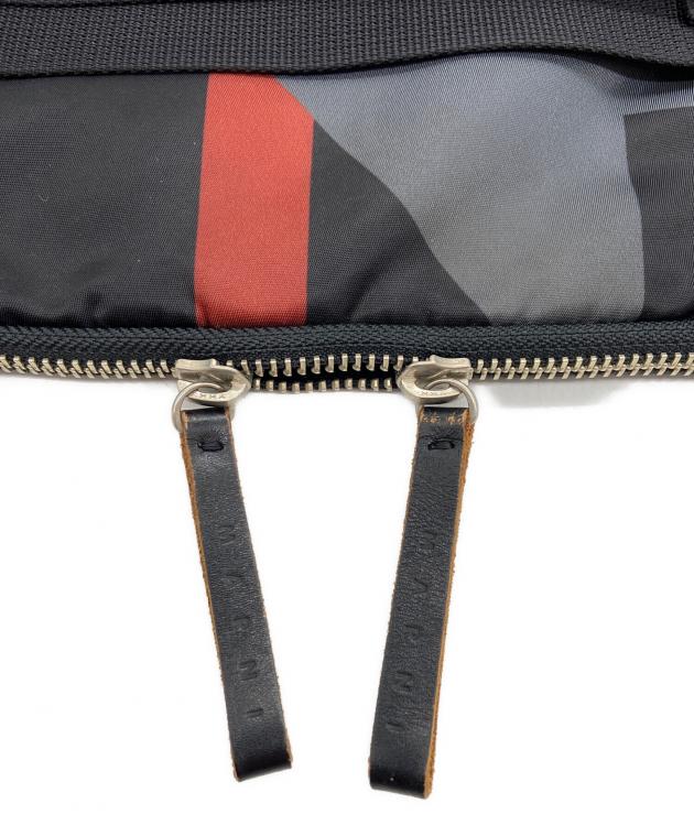 極美品 マルニ ポーター ボディバッグ ストライプ ナイロン ブラックレッド 中古・古着通販】MARNI (マルニ) PORTER (ポーター) 3WAYクラッチ
