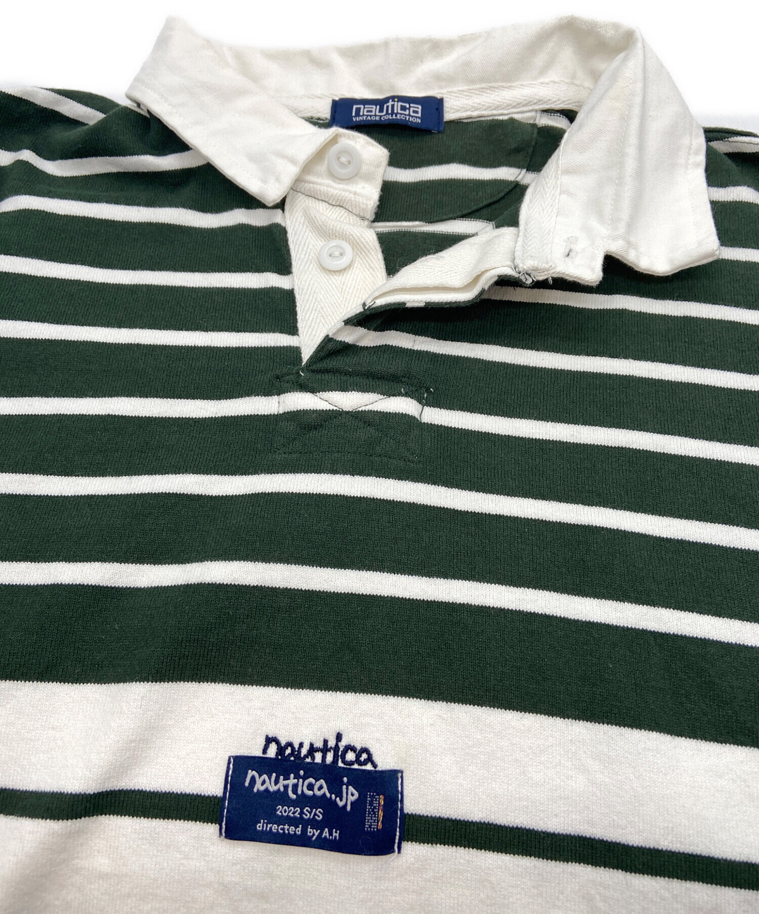 中古・古着通販】NAUTICA (ノーティカ) ポロシャツ グリーン×ホワイト