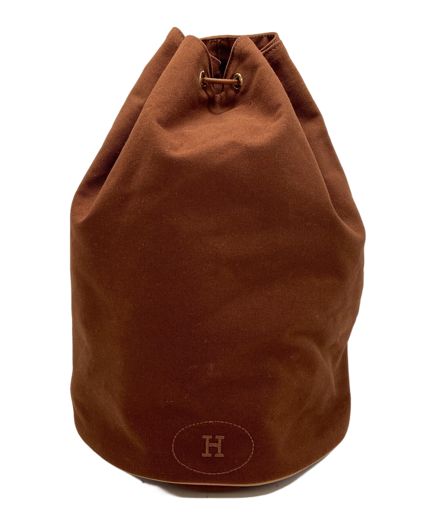 【美品】HERMES 巾着型バッグ ブラウン エルメス ポロションミミル　ショル 中古・古着通販】HERMES (エルメス) 巾着/ポロションミミルGM ブラウン