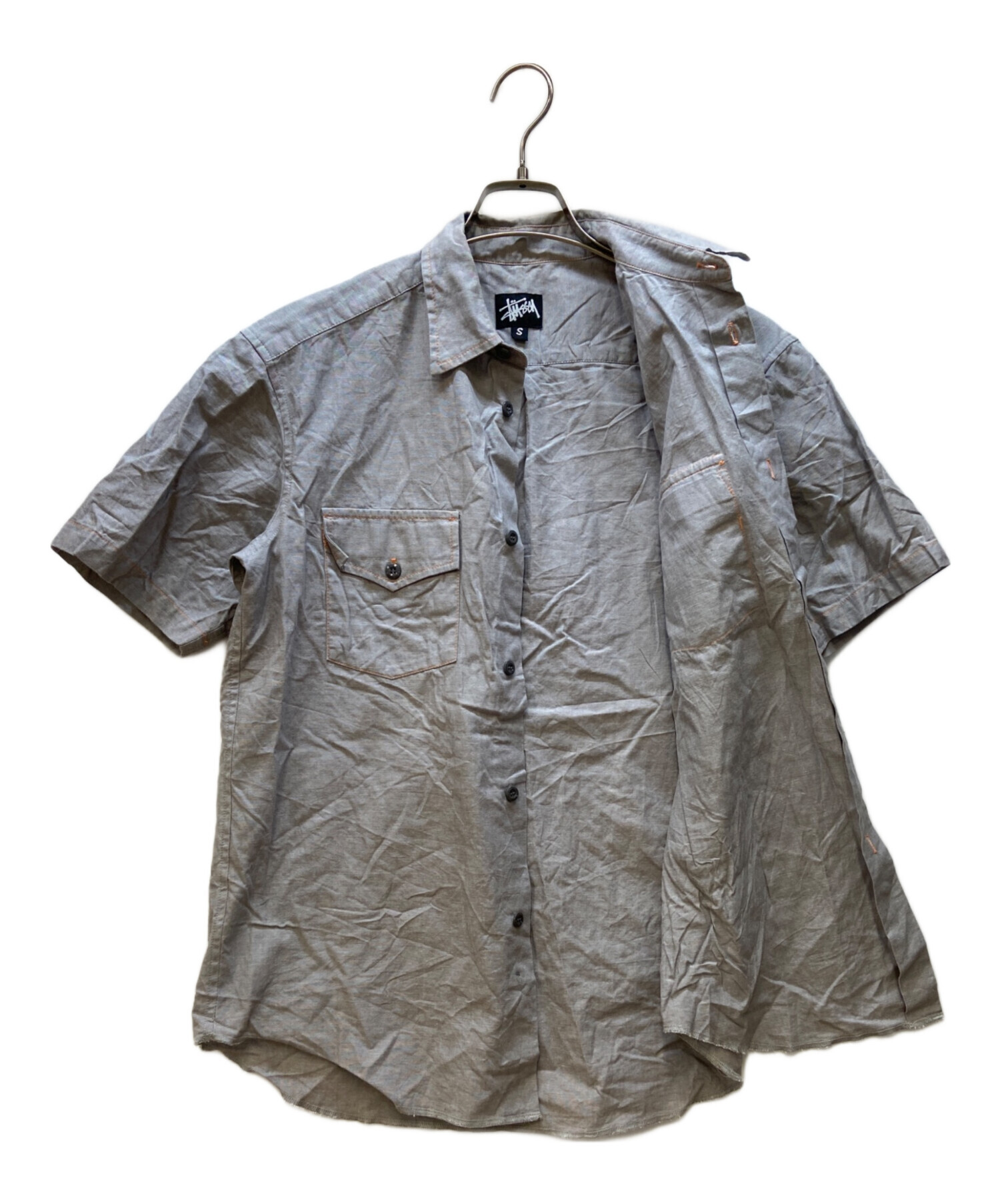 中古・古着通販】stussy (ステューシー) 半袖シャツ グレー×オレンジ