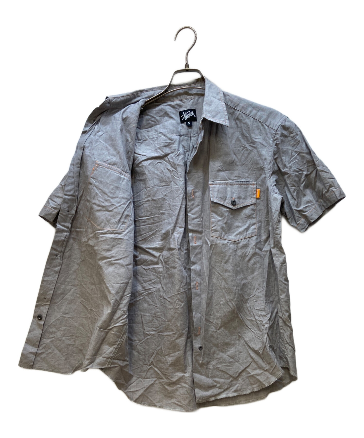 中古・古着通販】stussy (ステューシー) 半袖シャツ グレー×オレンジ