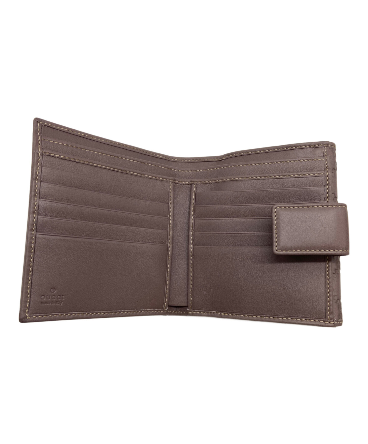 GUCCI ブラウンレザー 二つ折り財布 中古・古着通販】GUCCI (グッチ) 2つ折り財布 ブラウン｜ブランド