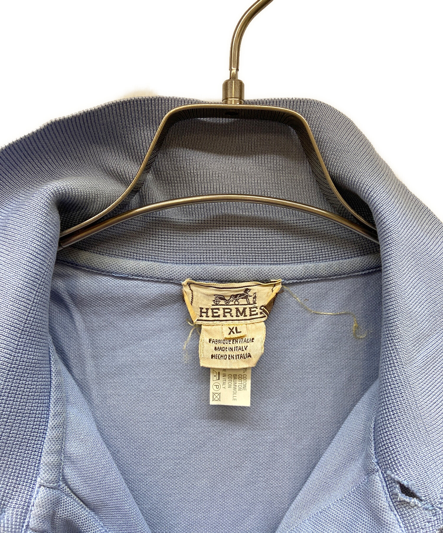 中古・古着通販】HERMES (エルメス) ポロシャツ ブルー サイズ:XL