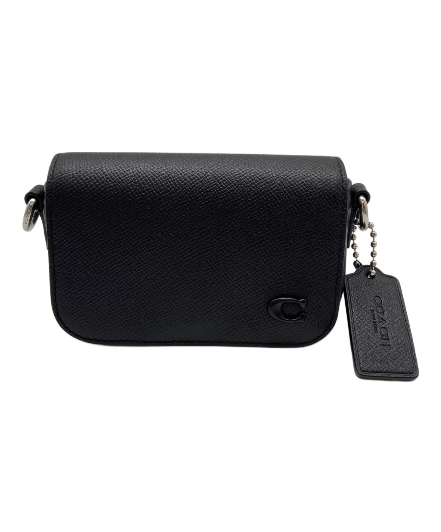COACH ボディバッグ ブラック 中古・古着通販】COACH (コーチ) フラップ クロスボディ バッグ