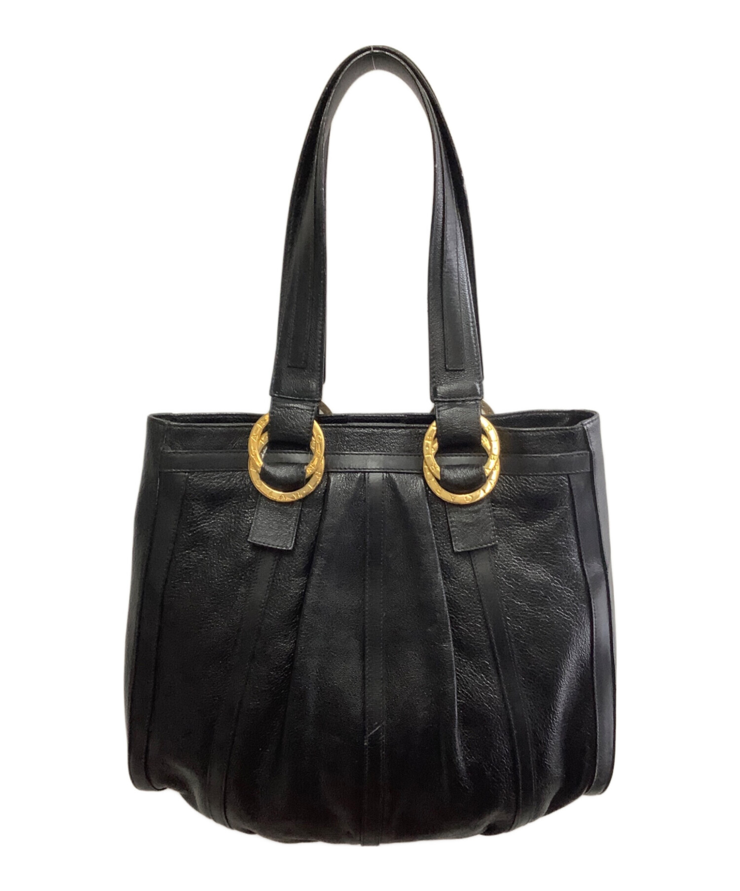 BVLGARI ブラックレザートートバッグ 中古・古着通販】BVLGARI (ブルガリ) BVLGARI レザートートバッグ