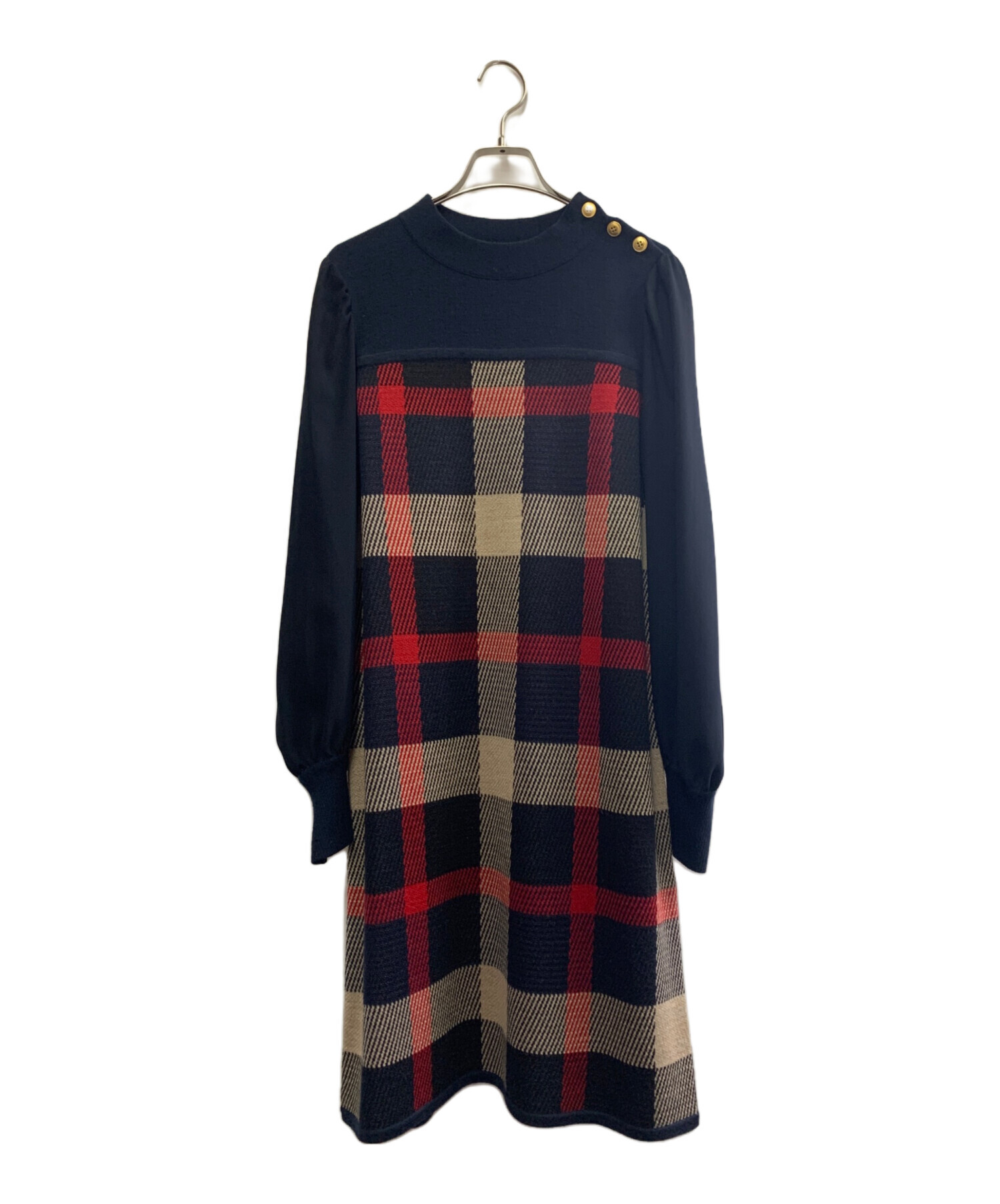 美人百花コラボ】クレストブリッジチェックジャカードニットワンピース