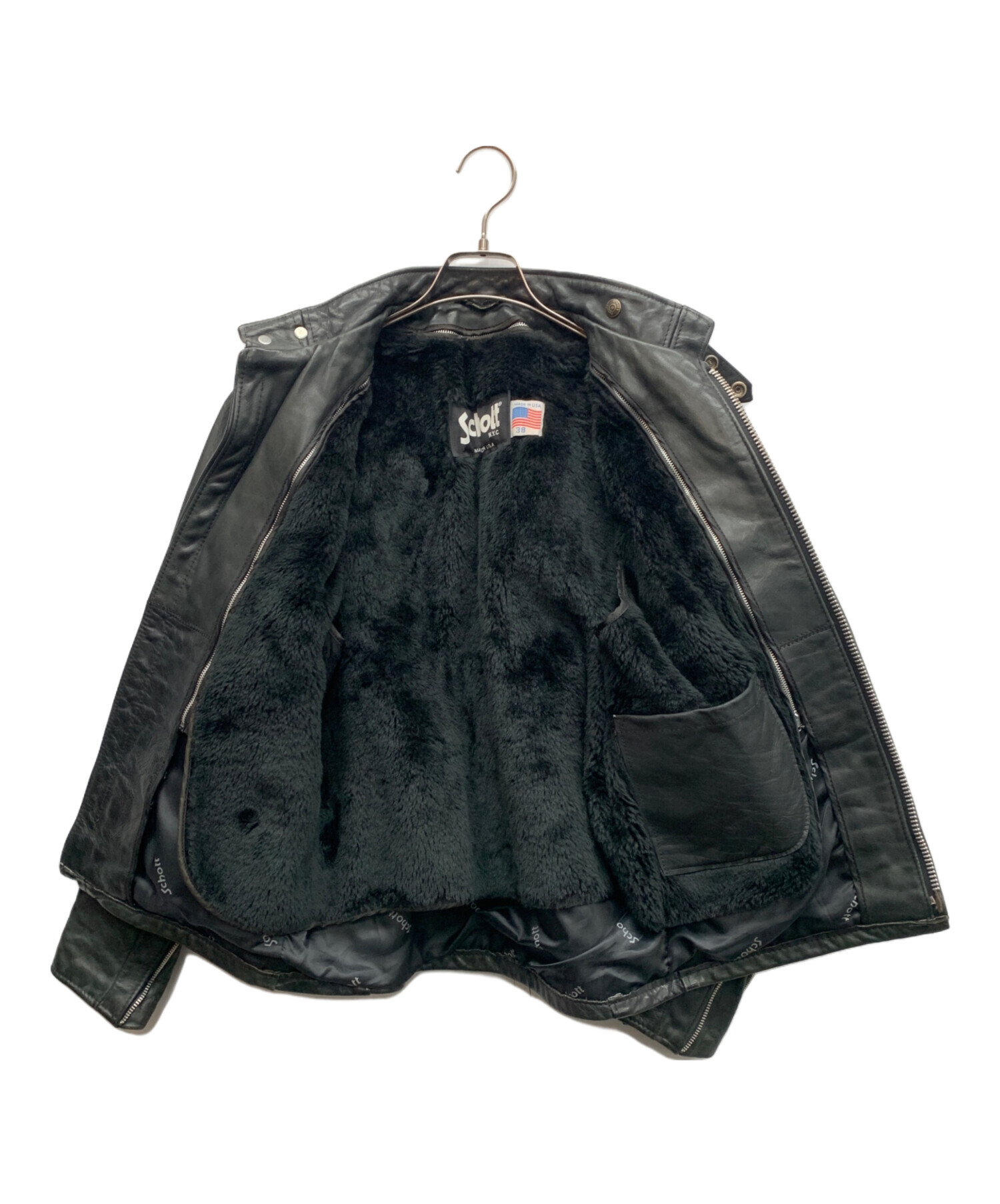 極美品 数回使用 ショット シングル ライダースジャケット サイズ38 L程度 極美品 数回使用 ショット シングル ライダースジャケット