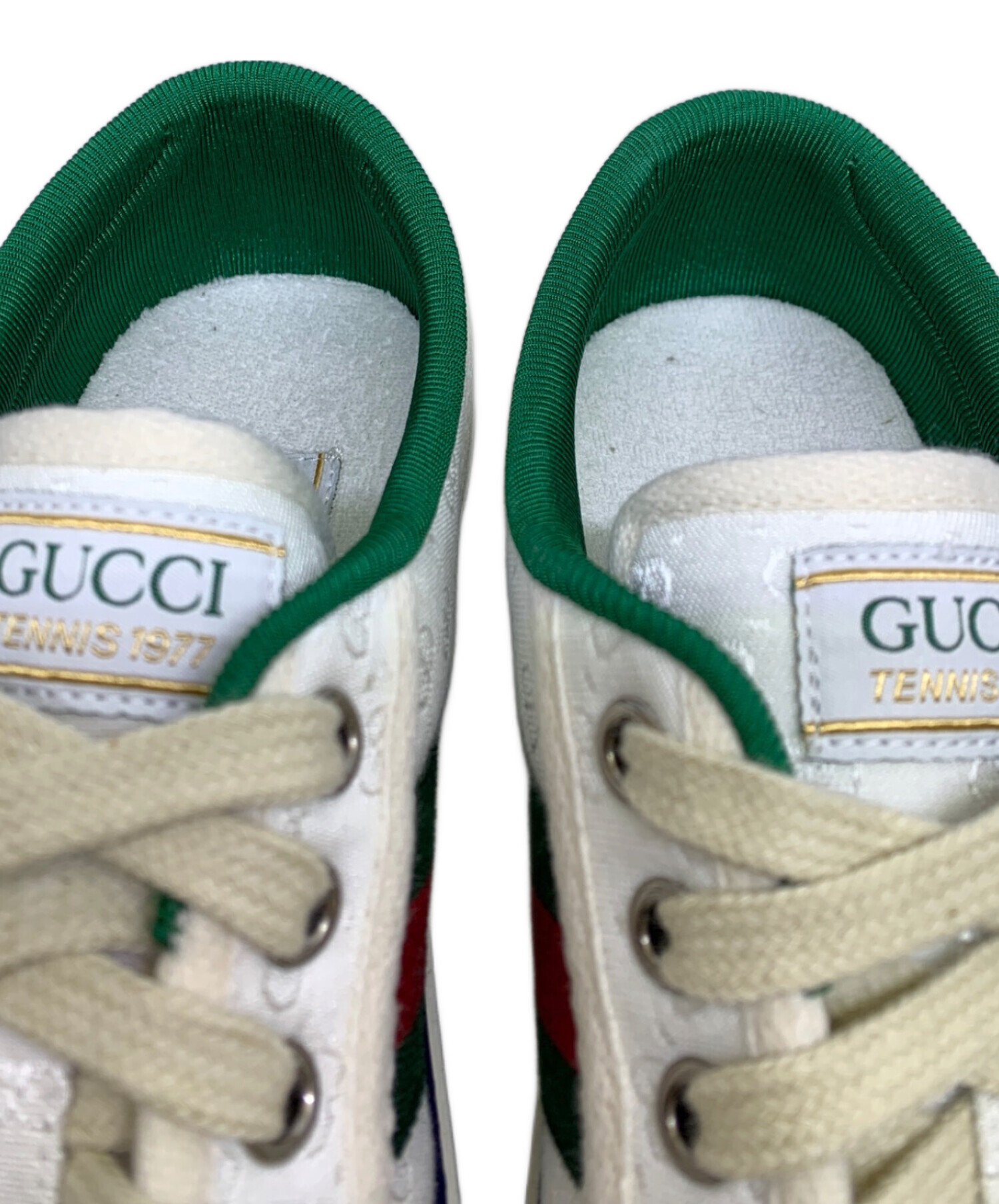 未使用品　 GUCCI ミントグリーン× ホワイト 371/2スニーカー 中古・古着通販】GUCCI (グッチ) キャンバススニーカー ホワイト