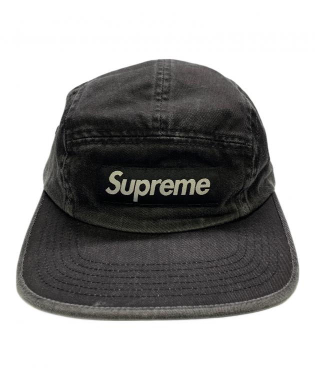 シュプリームキャップ ブラック グレーウォッシュ加工美品 中古・古着通販】SUPREME (シュプリーム) washed chino twill camp cap