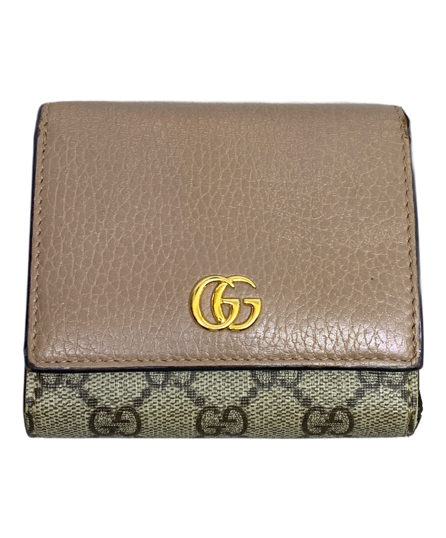 【出品8/19まで】 GUCCI GGマーモント　ベージュ 二つ折り財布 中古・古着通販】GUCCI (グッチ) GG マーモント 2つ折り財布 ベージュ