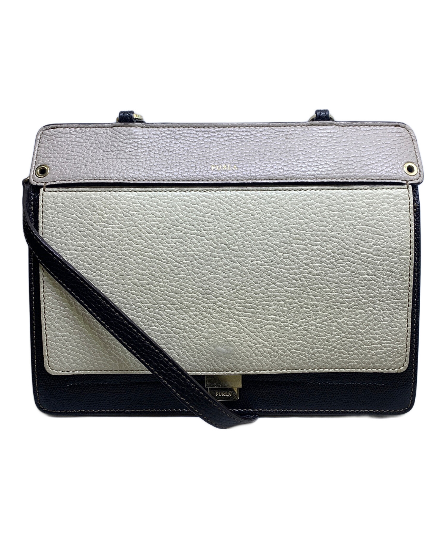 中古・古着通販】FURLA (フルラ) FURLA ブラック×ホワイト ショルダー