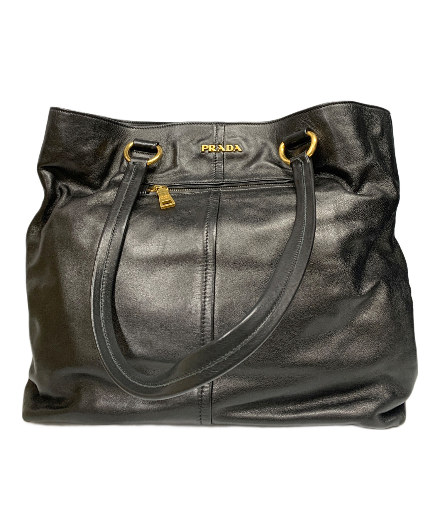 中古・古着通販】PRADA (プラダ) PRADA ブラック レザートートバッグ