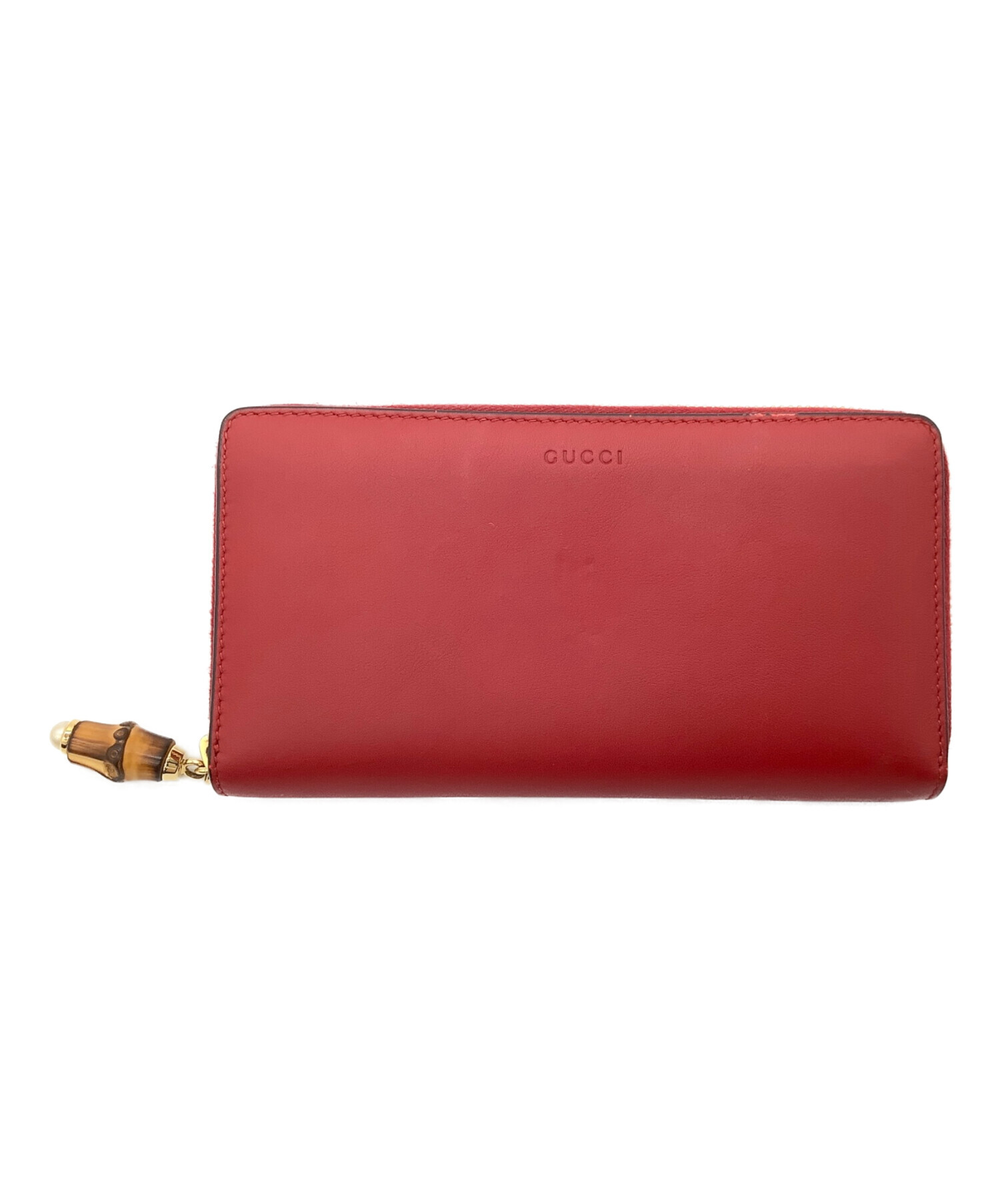 GUCCI GGパターン ラウンドファスナーレッド長財布 中古・古着通販】GUCCI (グッチ) ラウンドファスナー財布 レッド