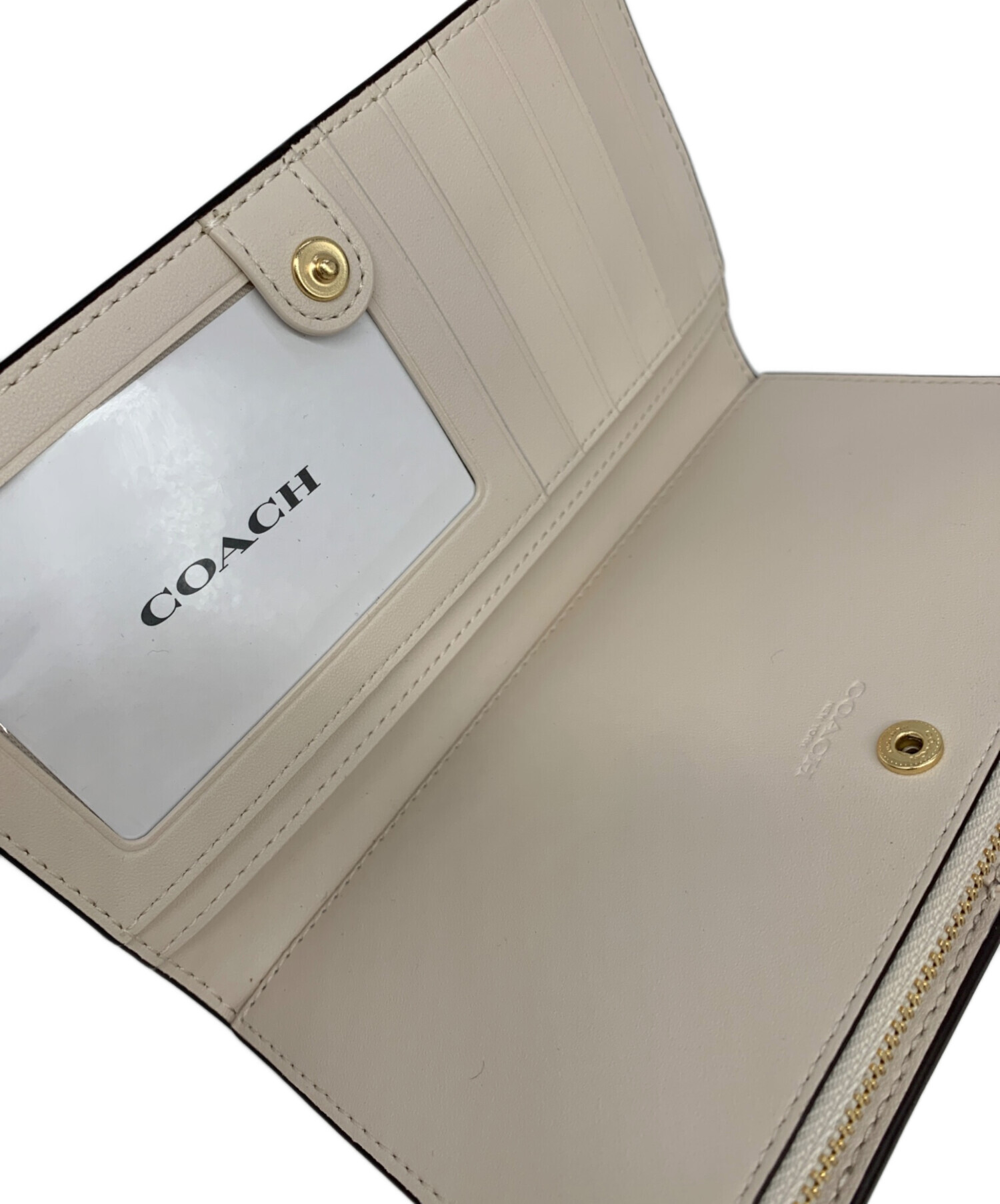 中古・古着通販】COACH (コーチ) 長財布 ベージュ×アイボリー 
