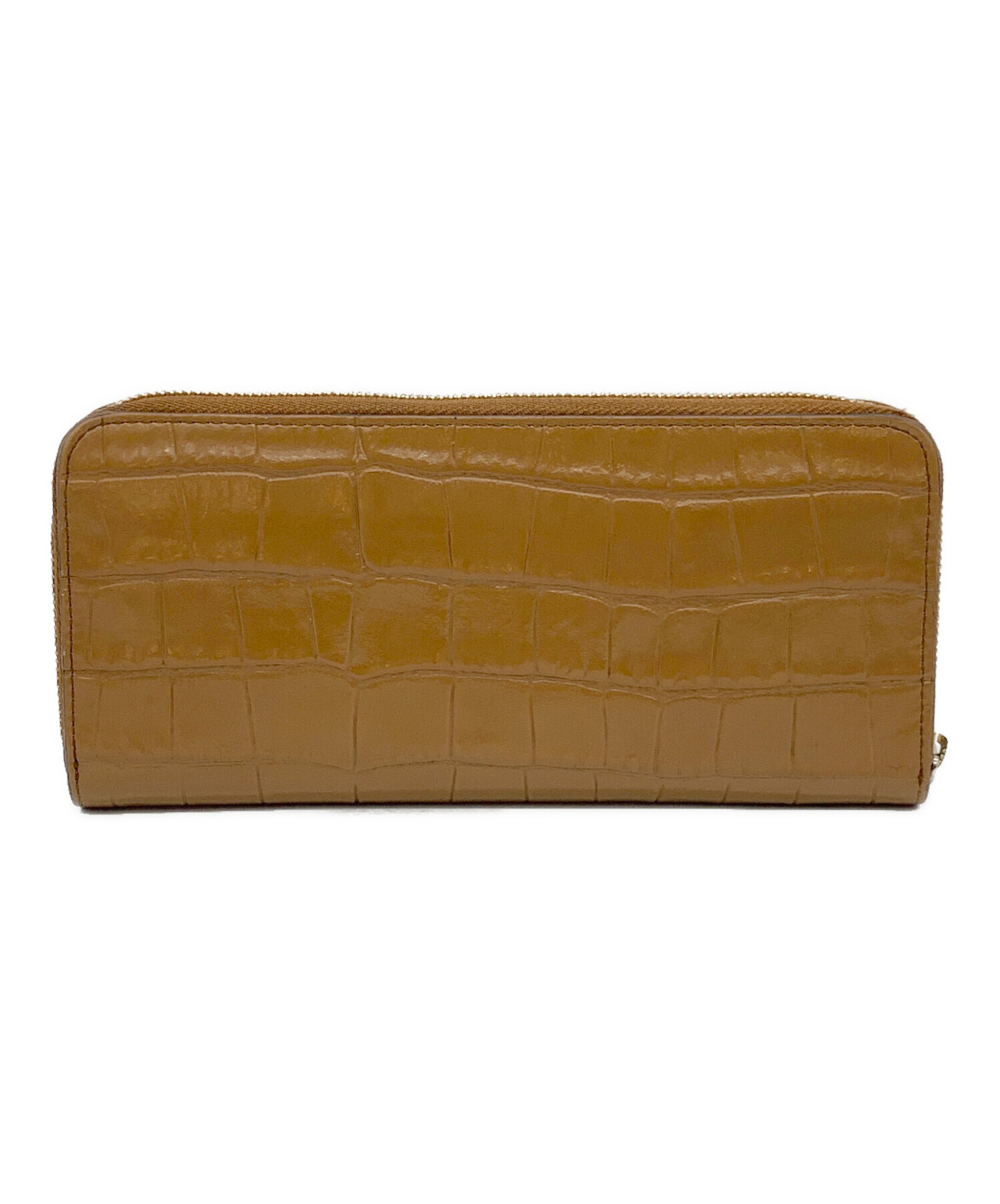 中古・古着通販】FURLA (フルラ) クロコ型押し長財布 ブラウン 