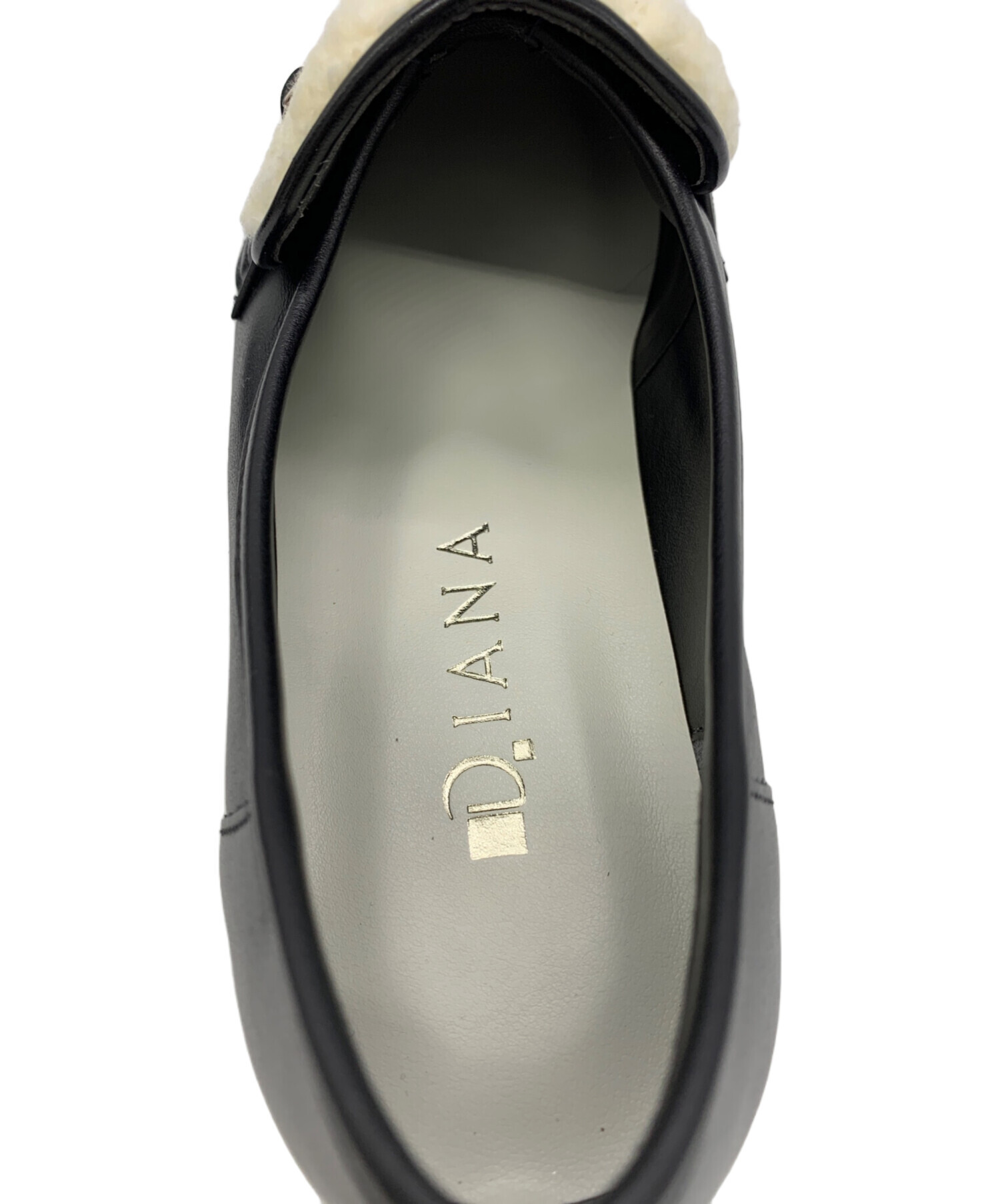 中古・古着通販】DIANA (ダイアナ) 厚底ローファー ブラック×ホワイト