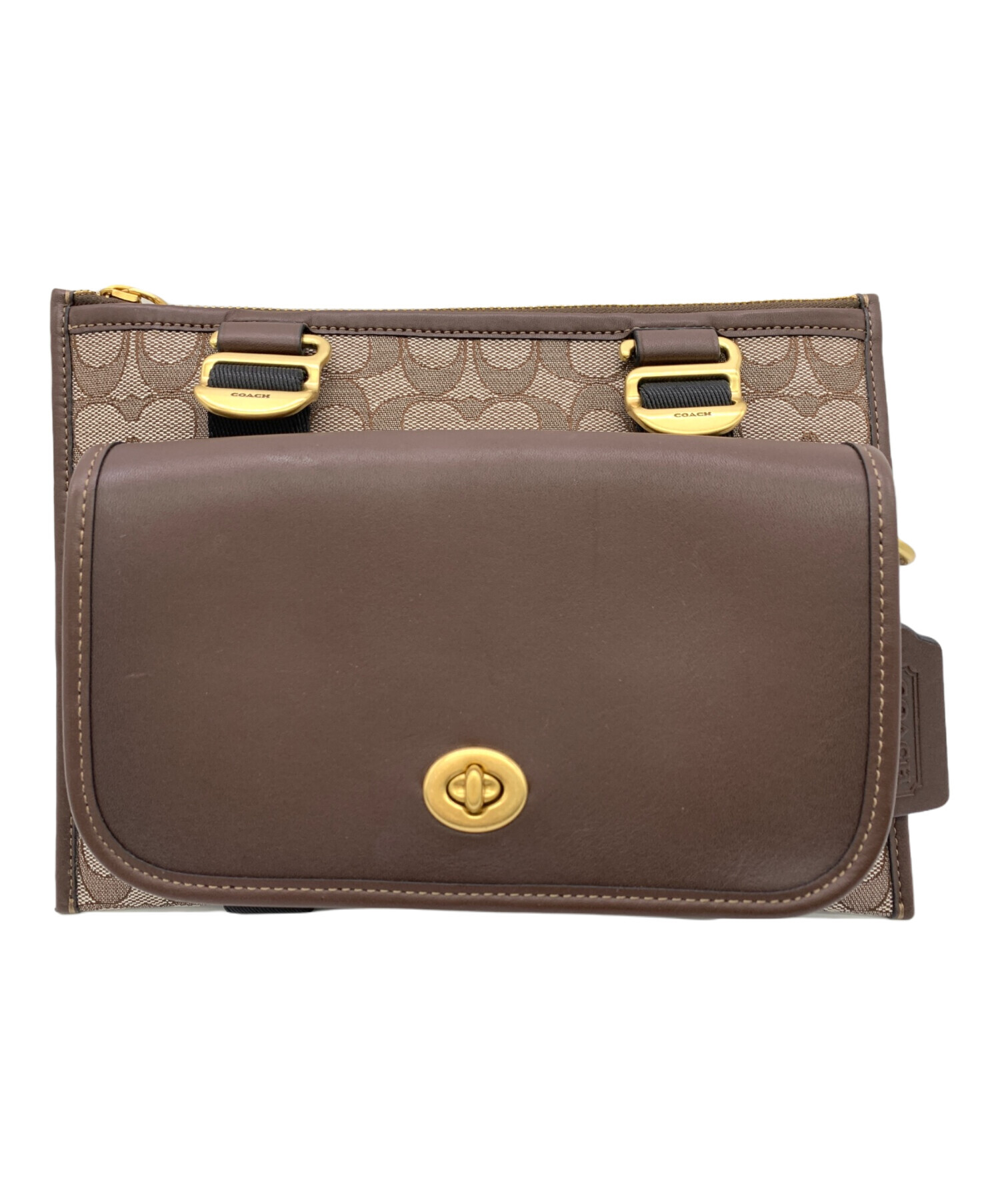 中古・古着通販】COACH (コーチ) ショルダーバッグ ブラウン×ベージュ 