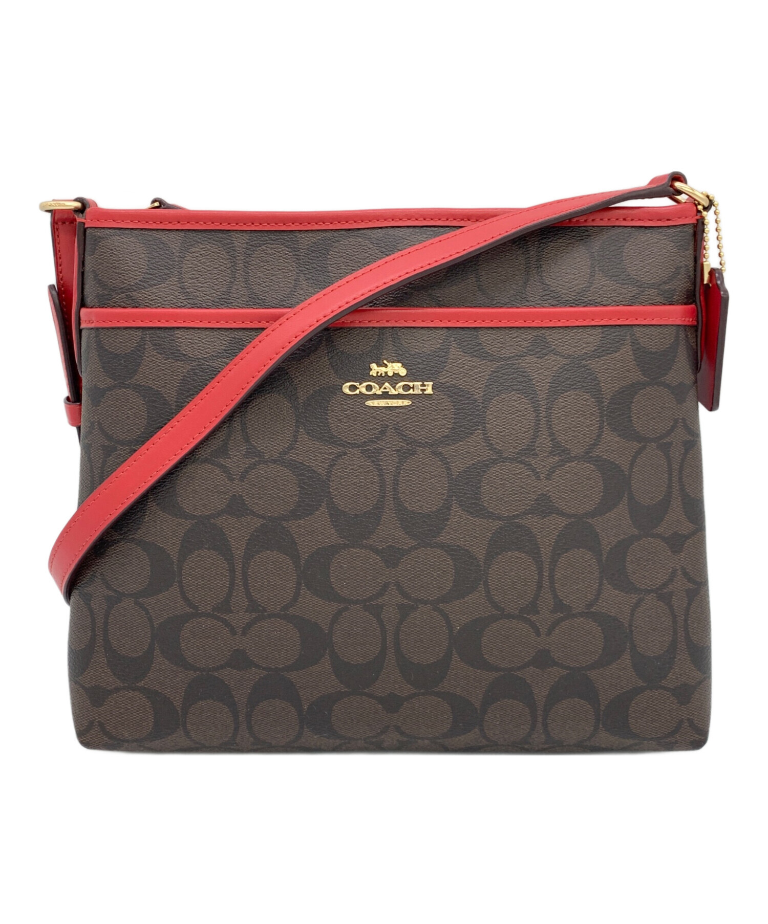 中古・古着通販】COACH (コーチ) ショルダーバッグ ブラウン×レッド 
