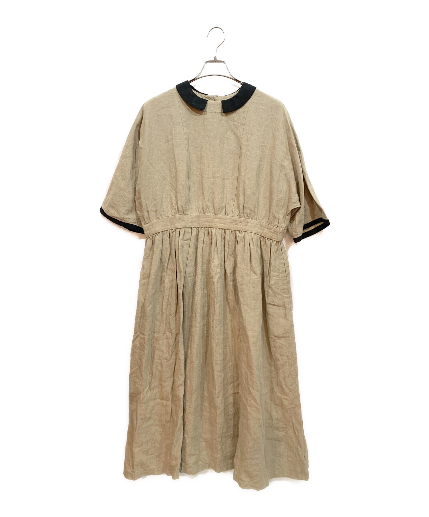 中古・古着通販】magali (マガリ) 半袖ワンピース ベージュ サイズ 