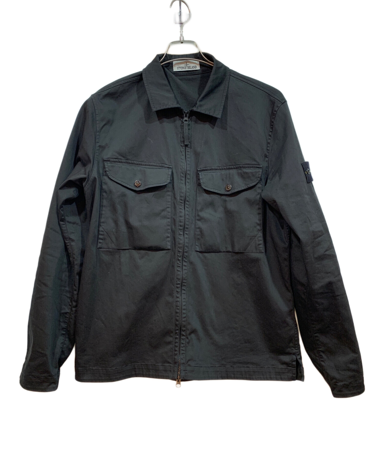 STONE  ミリタリーシャツジャケット L ブラック コットン 中古・古着通販】STONE ISLAND (ストーンアイランド) シャツジャケット