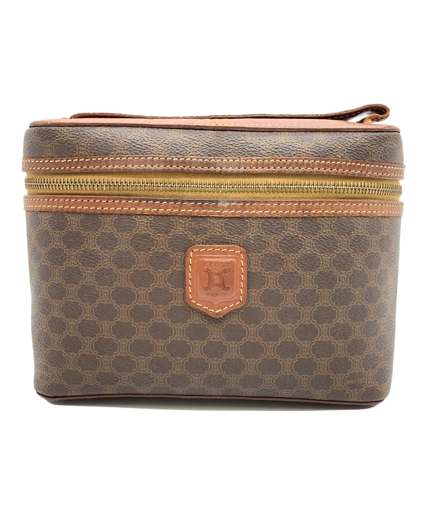 CELINE セリーヌ 化粧ポーチ 中古・古着通販】CELINE (セリーヌ) メイクポーチ ブラウン｜ブランド