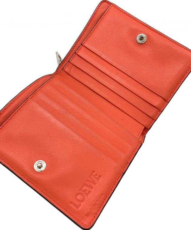 売り尽くし。LOEWE 二つ折り財布 オレンジ/レッド LOEWE（ロエベ） 二つ折り財布 レザー オレンジ : ブランドバリュー