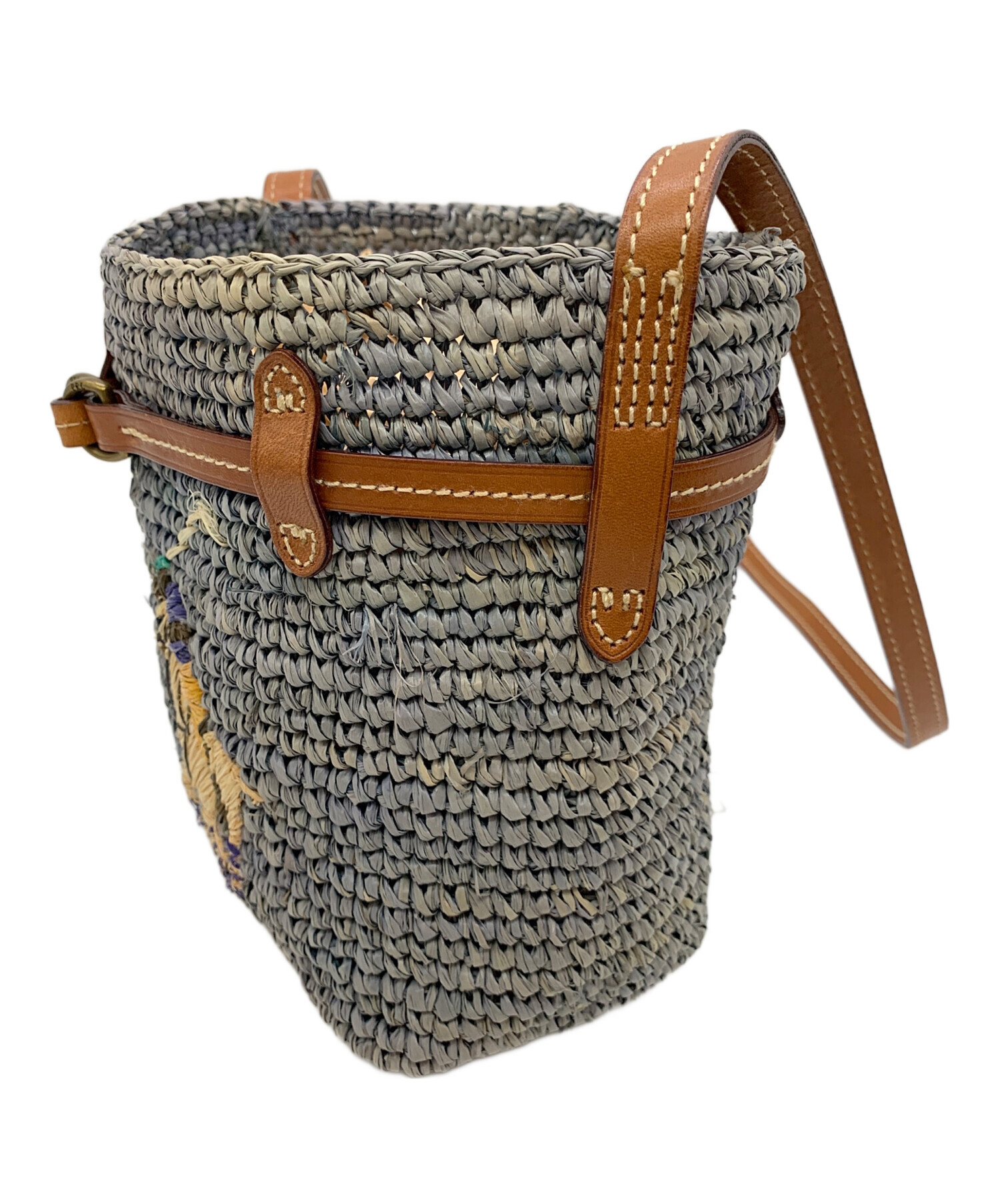 POLO RALPH LAUREN ラフィアミニ バケット バッグ