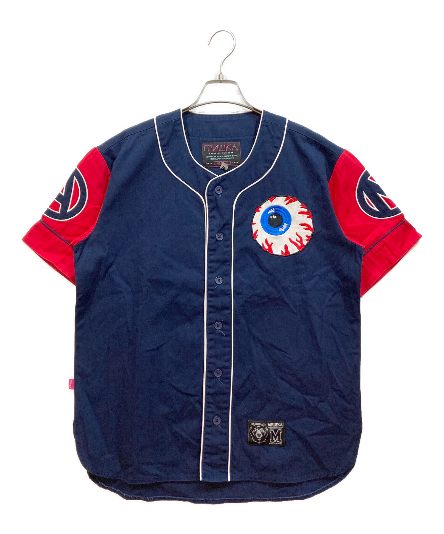 中古・古着通販】mishka (ミシカ) ベースボールシャツ ネイビー×レッド