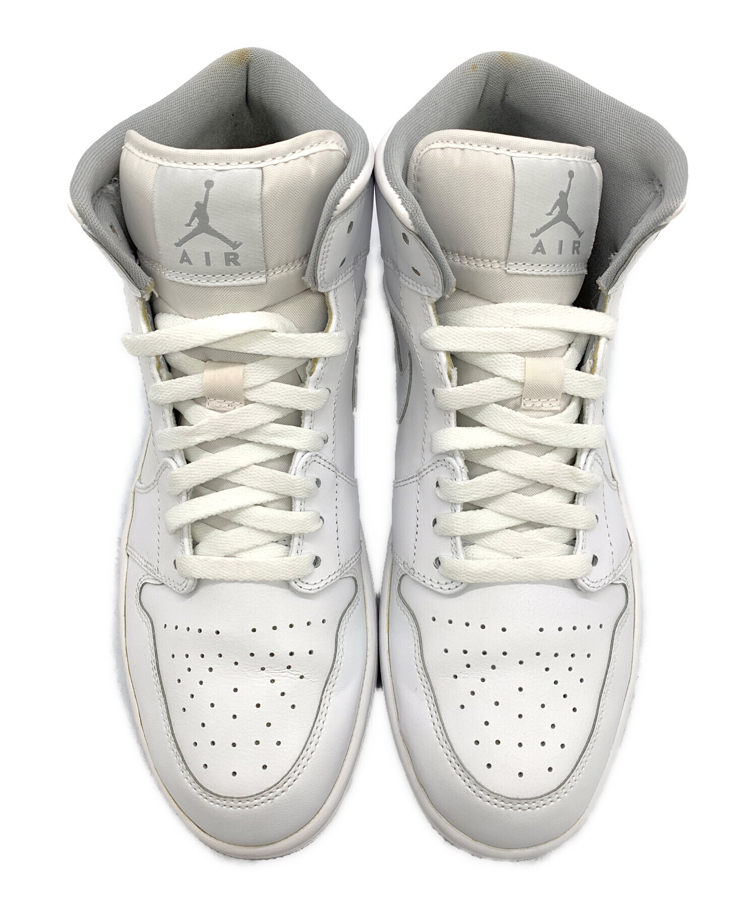 ナイキ エアジョーダン1 ミッド ホワイト ウルフグレー 2016 中古・古着通販】NIKE (ナイキ) AIR JORDAN 1 MID WHITE WOLF GREY