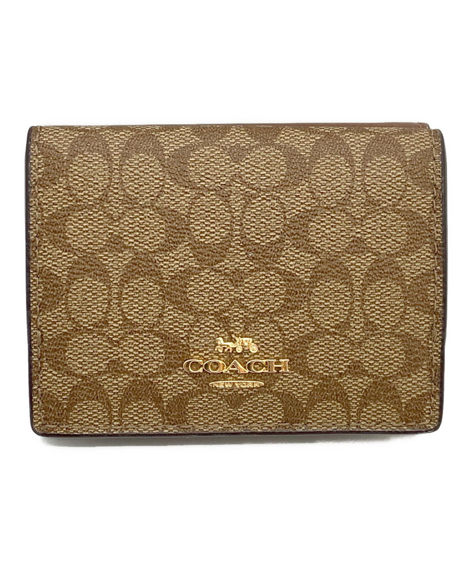 中古・古着通販】COACH (コーチ) 3つ折り財布 ベージュ｜ブランド