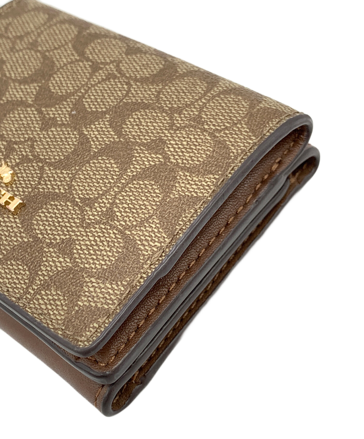 【美品】コーチ COACH 三つ折り財布 ベージュ/ブラウン　y2k 平成レトロ 中古・古着通販】COACH (コーチ) 3つ折り財布 ベージュ｜ブランド