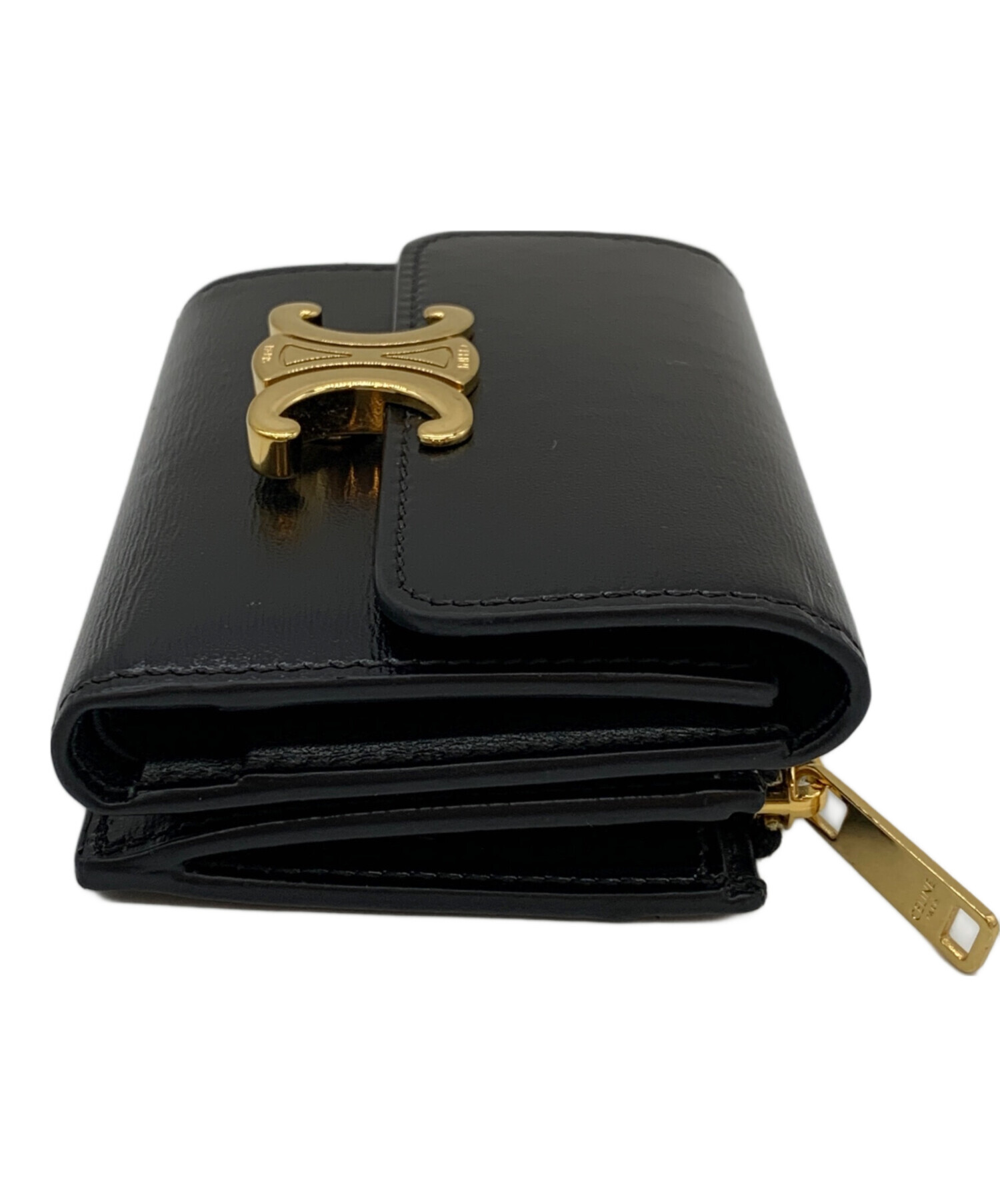 CELINE セリーヌ 財布・ケース  黒 【古着】【中古】【送料無料】 中古・古着通販】CELINE (セリーヌ) コイン入れ付コンパクトウォレット